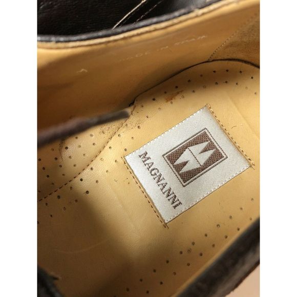 Men's Magnanni Med DRK Brown Dress Shoes Leather - Picture 10 of 12